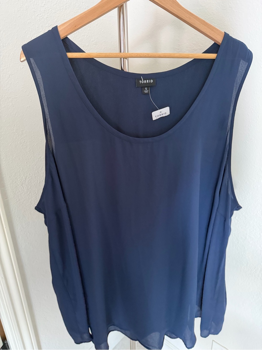 torrid Navy Chiffon Layered Sleeveless Tank